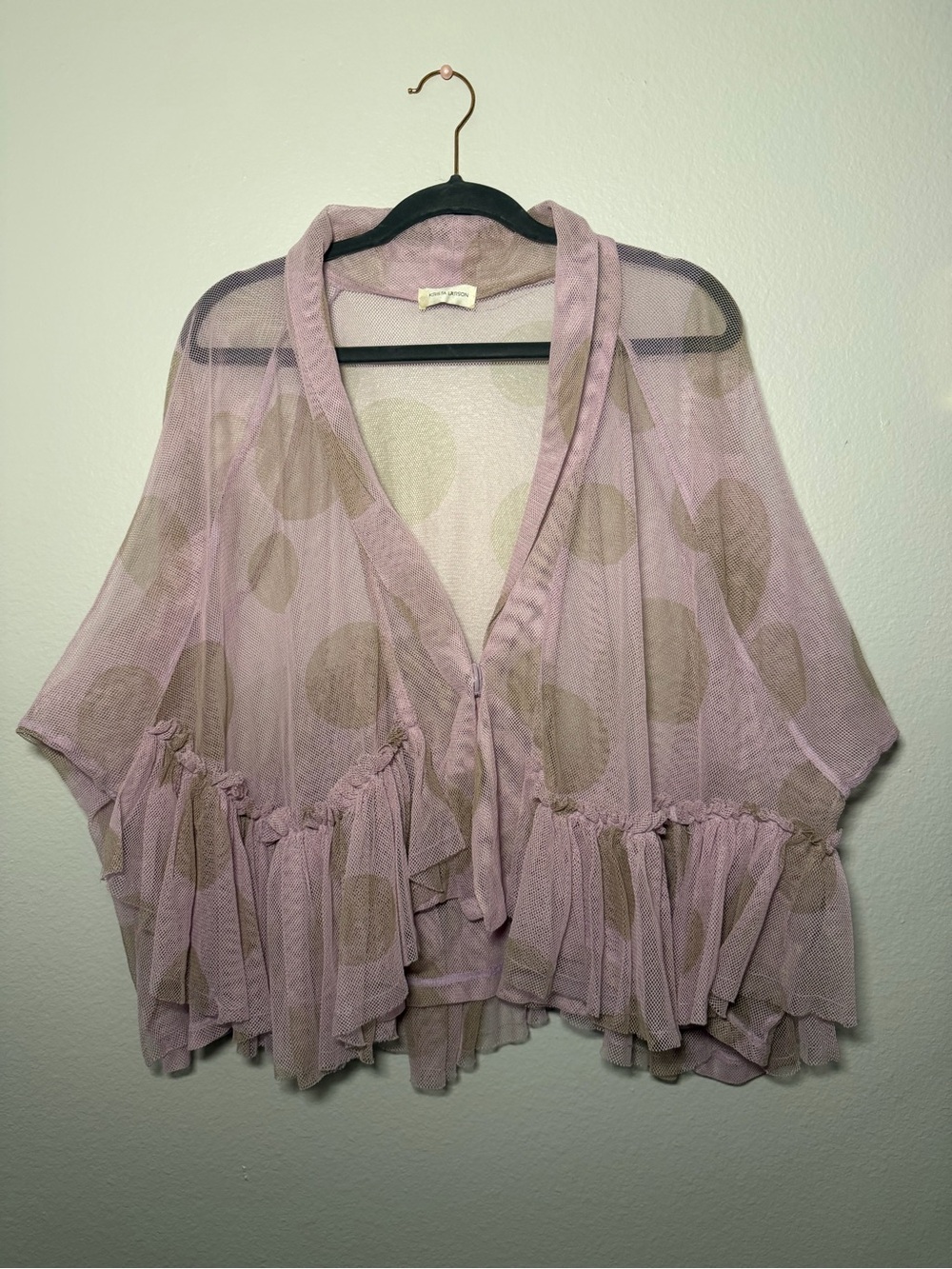 Krista Larson Crop Cosmo Jacket Cotton Tulle Lavender Ruffle Lagenlook Art Wear